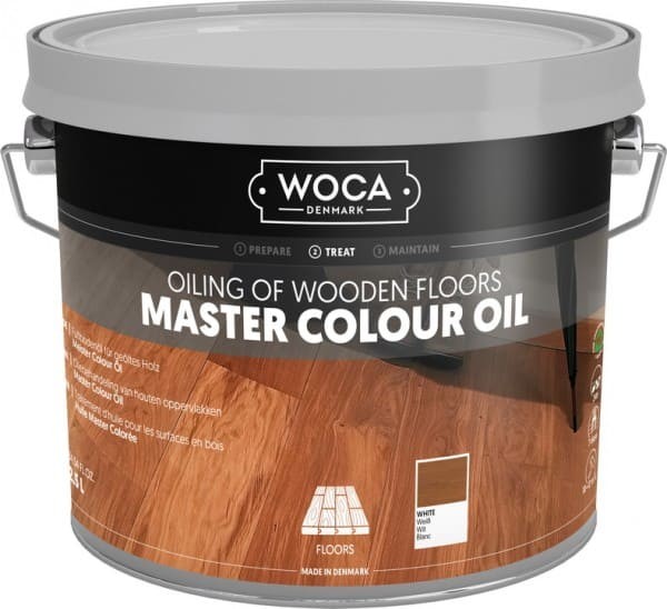 WOCA Meister Bodenöl Weiß, Kanister mit 2,5 Liter, zur Ersteinpflege geölter Holzböden